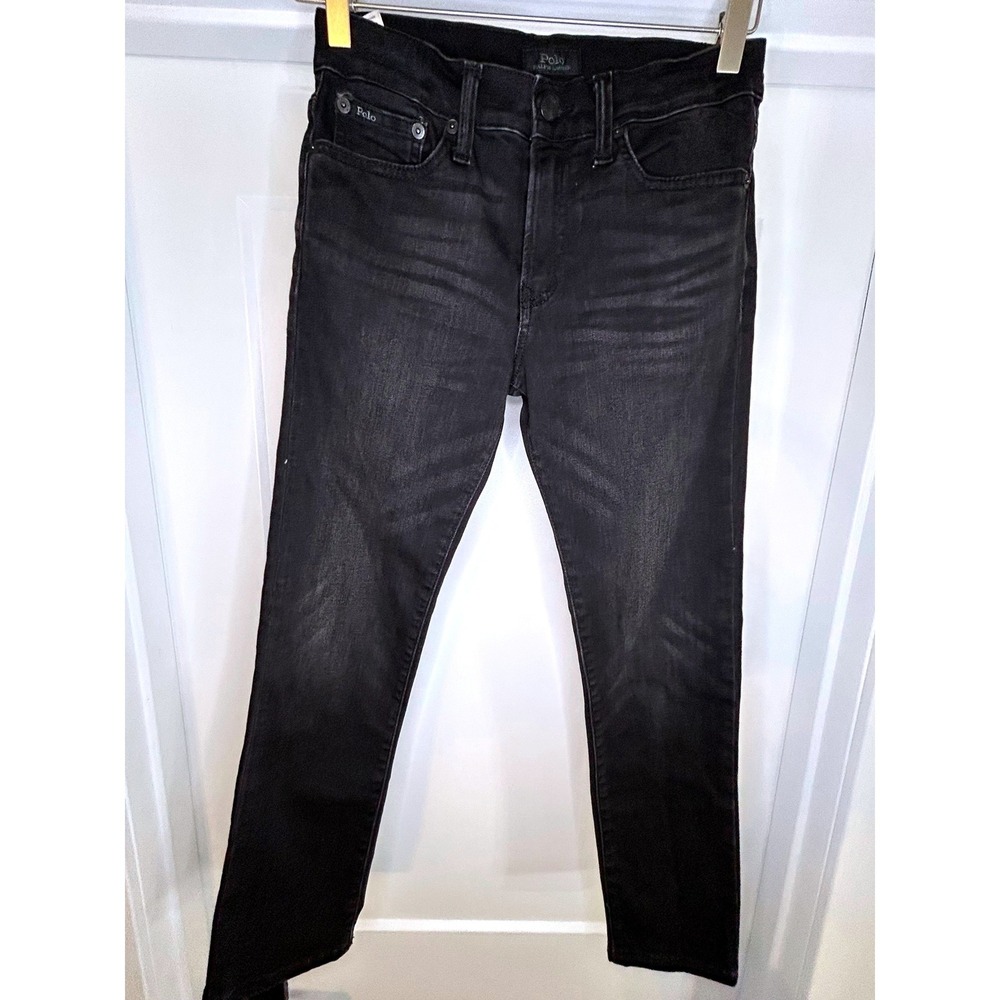 POLO Ralph Lauren Eldridge Skinny Jeans Faded Black Denim Boys‎ 10/12 Preppy